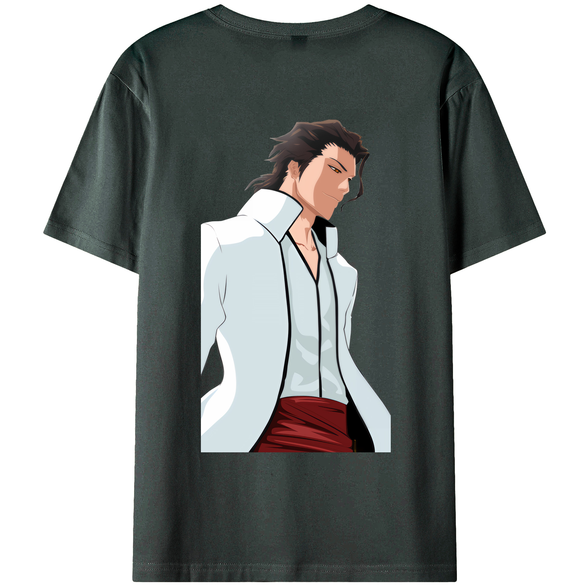 （画像用） ブリーチ 藍染 惣右介（あいぜん そうすけ） BLEACH Aizen Sousuke 綿100％ メンズ半袖Tシャツ（バックプリント） 通気性